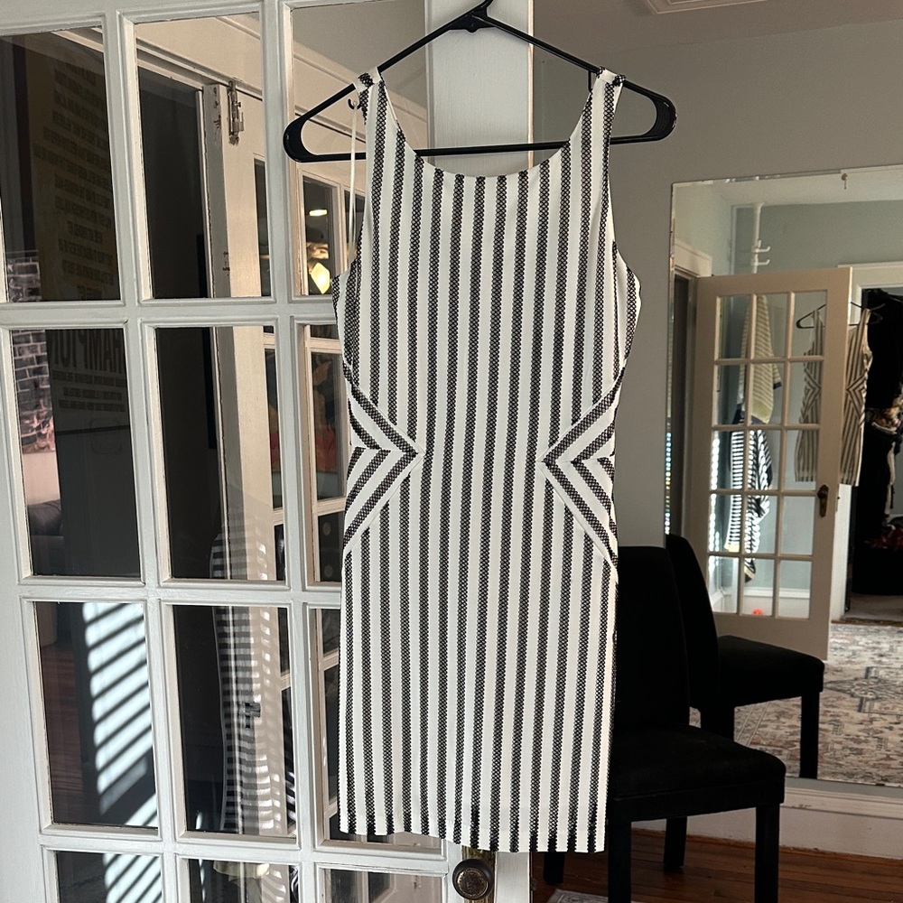 Guess Black and White Striped Dress